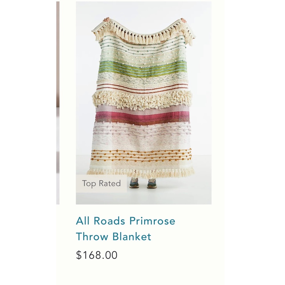Anthropologie all roads primrose throw blanket NWOT